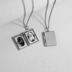 Фотоальбом из нержавеющей стали 316L кулон овальное сердце квадратный альбом медальон персонализированный гравированный логотип аксессуары ожерелье - Product Image 5