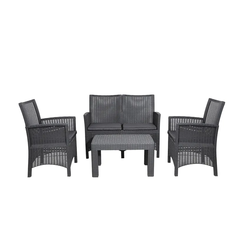 4 Pcs Leisure Patio Sets Outdoor Rattan Couch Set Outdoor Furniture