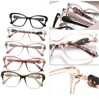 Monture de lunettes Qsky TR+Acetate pour femmes, lunettes carrées à diamants, monture intégrale, anti-lumière bleue, lunettes noires pour femmes