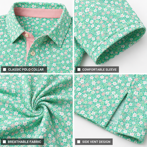 Polo de Golf Personalizado Premium para Hombre, Diseño Floral Menta, Rendimiento que Absorbe la Humedad, Marca Privada, Ropa Corporativa OEM - Product Image 3