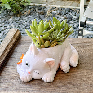 Nouveau pot de fleurs décoratif de <span class=keywords><strong>jardin</strong></span> en résine écologique, durable, léger, créatif, en forme de chat de dessin animé - Product Image 5