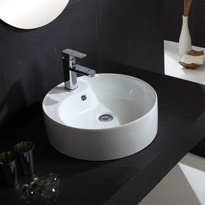 Lavabo de salle de bain artisanal de haute qualité, petit lavabo de comptoir rond - Product Image 1