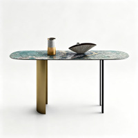 Table console asymétrique de luxe à deux pieds, table d'appoint moderne pour entrée, couloir, villa, salon, intérieur, entrée de maison