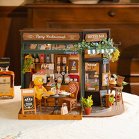 Robotime Rolife 3D Puzzles en bois assemblés jouets DG167 Tipsy Restaurant Kit fait main DIY Miniature Maison