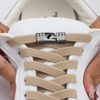Lacets de chaussures plats élastiques de 8mm de largeur, boucle en métal strass, verrous croisés, sans cravate, lacets de chaussures pour baskets, lacets paresseux, nouvelle collection