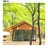 Tente de luxe pour hôtel 5x9m, structure en bois, toile en tissu, maison préfabriquée à coque rigide quatre saisons pour expérience de glamping en station balnéaire, individuelle