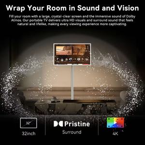 Hot Sale 27/24inch <b>Smart</b> <b>Portable</b> <b>TV</b> Battery-Powered Screen With Removable <b>Smart</b> Rotating Touch Screen and Wireless Connection 3 - Product Image 4