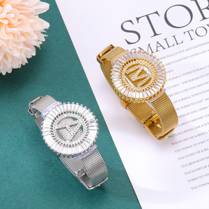 Vòng Đeo Tay Chữ Cái Ban Đầu HOVANCI Bằng Thép Không Gỉ Thiết Kế Mới Nhất Bảng Chữ Cái Vòng Đeo Tay Iced Out Mirco Pave Zircon CZ - Product Image 1