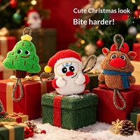Jouet de Noël en peluche pour chien, corde résistante à la mastication avec nœuds, couineur interactif pour tirer la corde, idéal pour brûler l'énergie