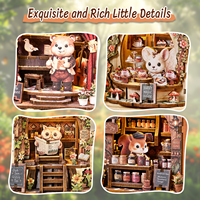Magnet Kulkas Book Nook Kayu DIY 3D Kit Grosir Set Puzzle Dekorasi Buatan Tangan Pemandangan Peri Hutan Pondok Toko Roti Kedai Kopi