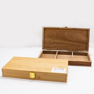Venta al por mayor de madera maciza sin terminar tamaño personalizado pequeñas cajas de exhibición grandes recuerdo embalaje de madera de bambú con tapa deslizante con bisagras - Product Image 5
