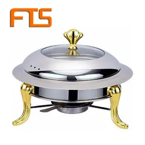 Fts Buffet Set Dishes Sale Roll Top Chafing Food Warmer Round Gold Stainless Steel Brass Chafing Dish