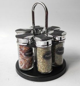 <span class=keywords><strong>Set</strong></span> di 8 Barattoli in Vetro per Spezie con Coperchi ed Etichette, Portaspezie da Cucina da Appoggio, Lavabile Solo a Mano - Product Image 1