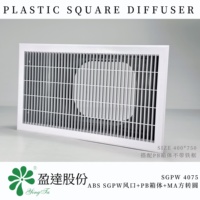 Diffuseur carré en plastique ABS SGPW4075 400x750mm avec boîte de plénum PB et adaptateur carré-rond MA, kit HVAC