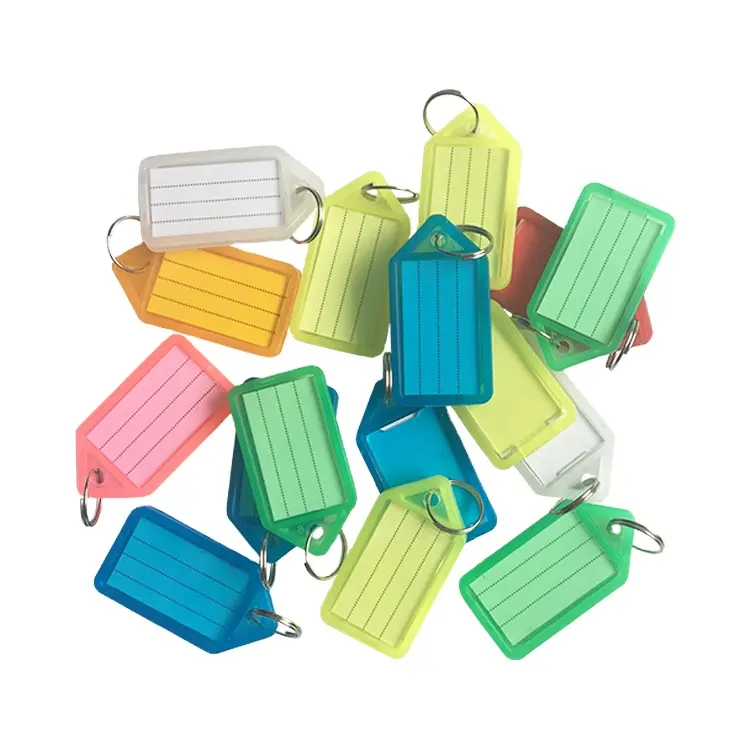 Best price custom colorful plastic key tag with label window and ring