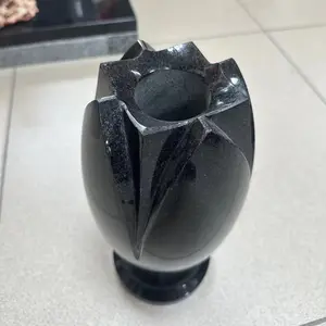 Refine Stone supply natural black granite memorial vase headstone