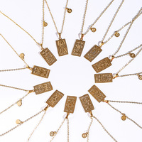 Collier pendentif classique avec carte de tarot des 12 signes du zodiaque, plaqué or 18 carats, acier inoxydable, étanche, anti-ternissement, cadeau pour femme, bijoux