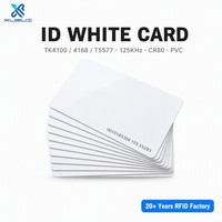 Carte PVC blanche vierge RFID 125KHz avec puce TK4100 EM4168, format CR80, carte de contrôle d'accès, carte à puce de proximité personnalisée
