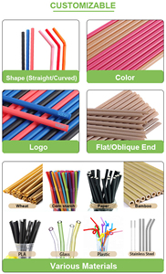 Pajitas de plástico reutilizables extralargas de colores mezclados para uso en <span class=keywords><strong>bares</strong></span> Pajitas de repuesto de 9 "con cepillo de limpieza para fiestas en casa - Product Image 4