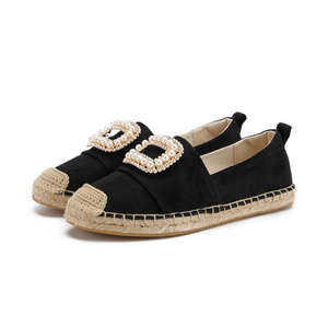 2023 Design personalizzato di fabbrica Super <span class=keywords><strong>espadrillas</strong></span> per le donne scarpe da pescatore con testa in <span class=keywords><strong>paglia</strong></span> di cristallo con chiusura quadrata a diamante - Product Image 2