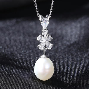 S925 <b>Sterling</b> <b>Silver</b> Zirconia Pendant with Natural Freshwater <b>Pearl</b> <b>Necklace</b> Women's Luxury Jewelry Wholesale - Product Image 5