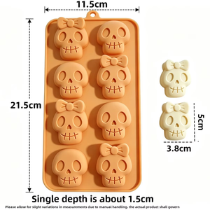 Moule à gâteau en silicone de qualité alimentaire en forme de crâne pour Halloween, grand moule de cuisson d'Halloween avec moule crâne pour chocolat, bonbons, gelée, glace - Product Image 1