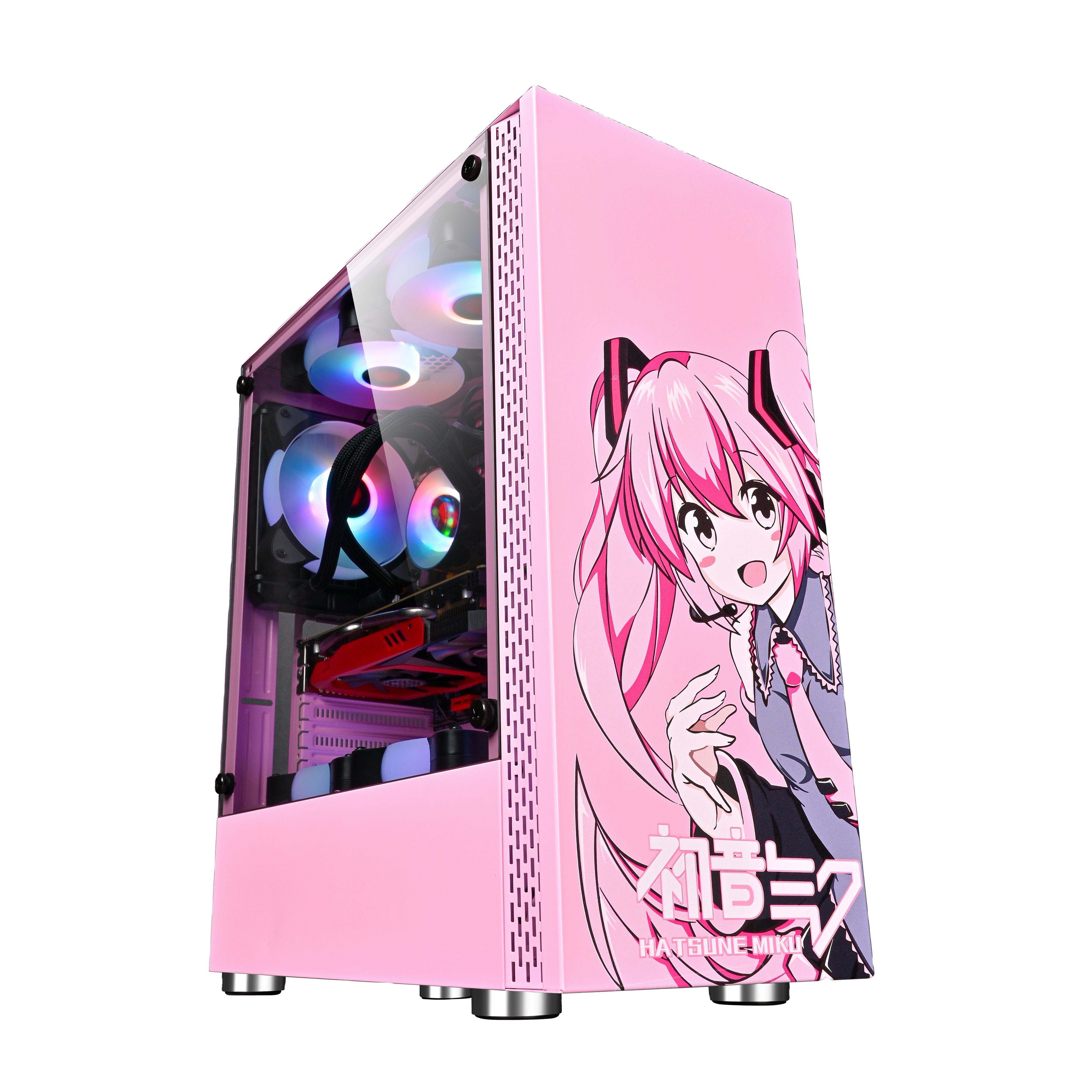 production with power front panel glass lcd temperature display dustproof outdoor PC gaming anime computer case