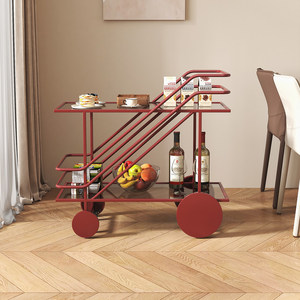 Chariot <span class=keywords><strong>de</strong></span> service commercial Maokangyun MC4 à double couche en verre et métal, style européen, durable, à 4 roues, avec étagères <span class=keywords><strong>de</strong></span> rangement pour hôtel - Product Image 5