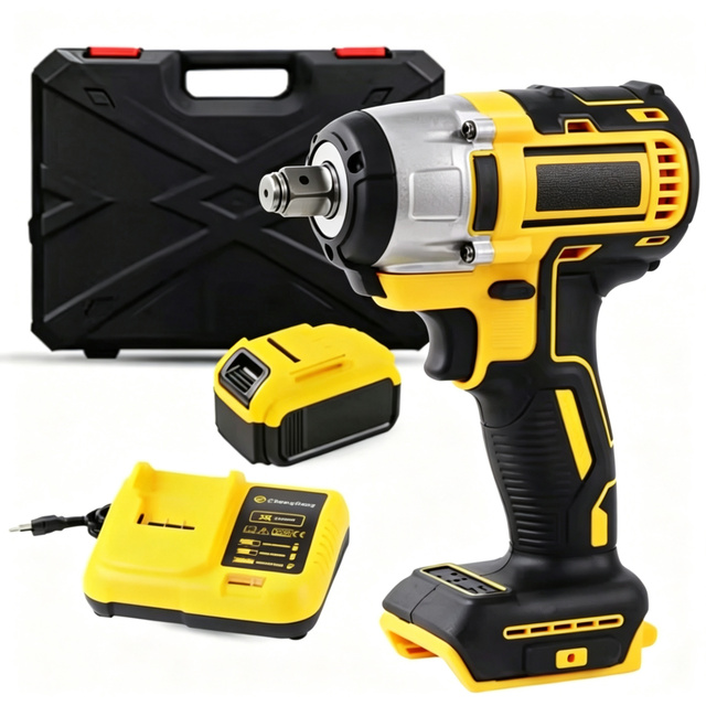 Cordless 1/2\" Impact Wrench High Torque Brushless Motor 350N.m  2x4.0Ah Batteries Fast Charger Variable Speed