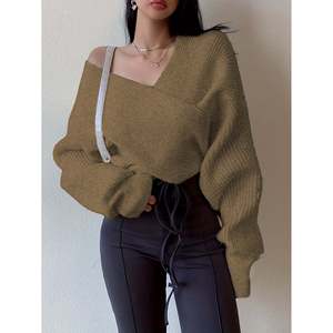 <b>Cropped</b> One Shoulder Batwing <b>Sweater</b> Women's Knit Top <b>White</b> - Product Image 5