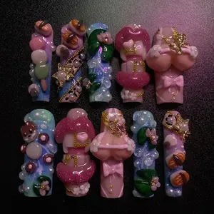 <span class=keywords><strong>Uñas</strong></span> <span class=keywords><strong>Postizas</strong></span> 3D Super Nuevas 2025 con Diseño <span class=keywords><strong>de</strong></span> Labios, Dientes y Pecho, Personalizadas, Francesas, Cuadradas, Hechas a Mano, <span class=keywords><strong>de</strong></span> Lujo - Product Image 3