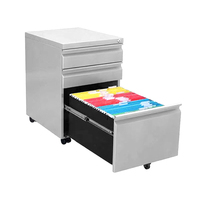 Armoire de classement mobile en acier verrouillable OEM ODM |   Armoire de rangement de bureau pliable à 3 tiroirs, durable et avec revêtement en poudre