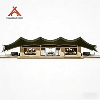 Tente de luxe Kawagebo Kamp (KK) pour le glamping en safari, en toile imperméable PVDF, quatre saisons, avec chambres et salon