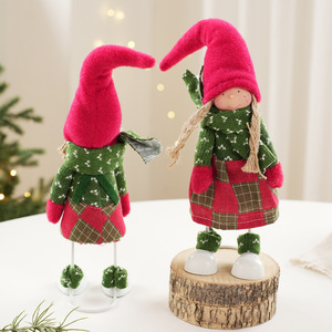 LingKai Girl Figurine Standing Red and Green Creative Gnome Red-Hat Christmas Elf Ornaments - Product Image 3