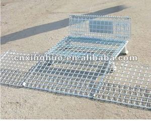 संलग्न चार पहिया फोल्डेबल लॉजिस्टिक्स ट्रॉली 600 किलोग्राम क्षमता गोदाम संचलन स्तरित जाल डिजाइन डिचेबल बैकरेस्ट ओम - Product Image 4