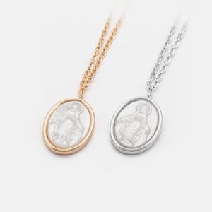 NOUVEAU Dainty Vierge Marie Collier <span class=keywords><strong>Camée</strong></span> Pendentif Plaqué Or <span class=keywords><strong>sur</strong></span> Laiton Coquille Marie Pendentif Collier 18 Pouces En Gros Bijoux Cadeaux - Product Image 2