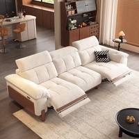 Modernes Cremefarbenes Elektrisches Stoff-Ecksofa mit Verstellbarer Rückenlehne und Fußstütze, Relaxsofa für Wohnzimmer und Zuhause