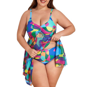 Traje de Baño de Tallas Grandes con Realce de Curvas, Diseño Halter de Pierna Alta Personalizable, Transpirable, Ideal para Vacaciones en la Playa y Fiestas en la Piscina - Product Image 2