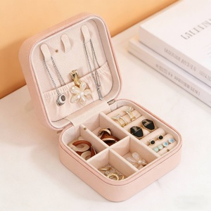 Portable Travel Jewelry Organizer <b>Box</b> Custom <b>Mini</b> PU Jewelry <b>Storage</b> Case with Removable Dividers Factory Direct - Product Image 3