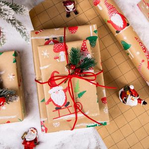 Kraft Christmas <b>Wrapping</b> <b>Paper</b> Roll 17 In X 33 Ft Gnome Pattern Recycled Woodland Design Gift Wrap - Product Image 2