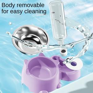 Tigela Dupla de Aço Inoxidável para Gatos e Cães, Comedouro Anti-Tombamento e Bebedouro Inclinado para Pets - Product Image 2