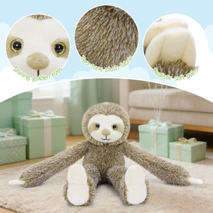 Set di 3 Peluche di Bradipo con Velcro, Morbidi Animali Imbottiti, Decorazione da Parete, Accessorio per Auto e Zaino, Regalo - Product Image 3