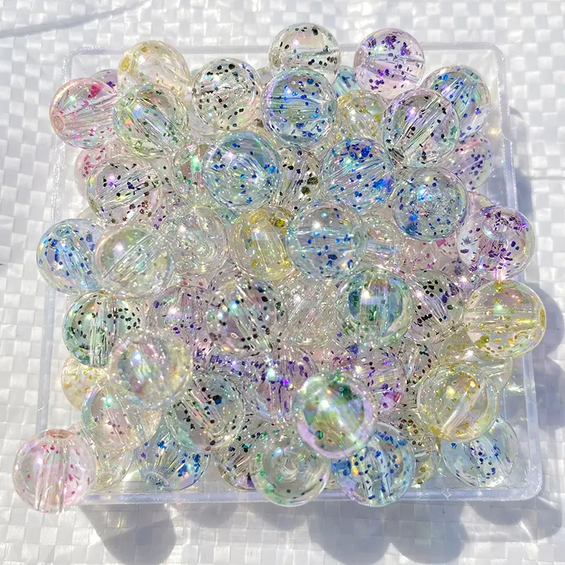 Hot Glitter Hạt Cho Cô Gái Sparkly Crystal Acrylic Hạt 20Mm Trong Suốt Vòng Hạt Cho Tự Làm Necklace Bracelet Trang Sức Làm