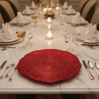 Assiettes rondes de luxe 13 pouces en PP doré, à motif gaufré ondulé, durables, réutilisables, vintage, à motif personnalisé, pour vaisselle de mariage