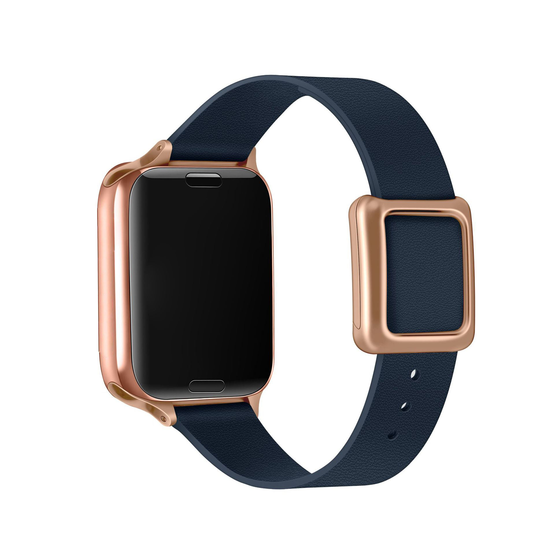 Boucle bleu nuit-or rose