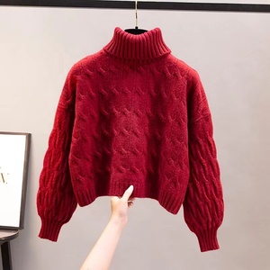 Suéter grueso de <span class=keywords><strong>cuello</strong></span> <span class=keywords><strong>alto</strong></span> para <span class=keywords><strong>mujer</strong></span>, suéter acrílico de punto, cálido, de invierno, con Color personalizado, venta al por mayor - Product Image 3