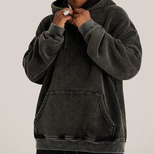 ผู้ผลิตเสื้อผ้าสั่งทำ เสื้อฮู้ดดี้ผ้าฝ้าย 100% ล้างแบบวินเทจสำหรับผู้ชาย ออกแบบตามสั่ง เสื้อฮู้ดดี้สีซีดแบบโดนแดด - Product Image 5