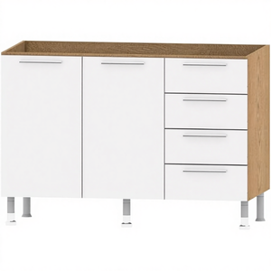 <span class=keywords><strong>Comptoir</strong></span> de <span class=keywords><strong>cuisine</strong></span> à 2 portes avec 4 tiroirs, structure en MDF, réglable - Product Image 1