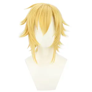 Wholesale Synthetic Wigs Short Straight Wigs for man blond hair halloween Party VTuber Uzuki Kou Cosplay wig