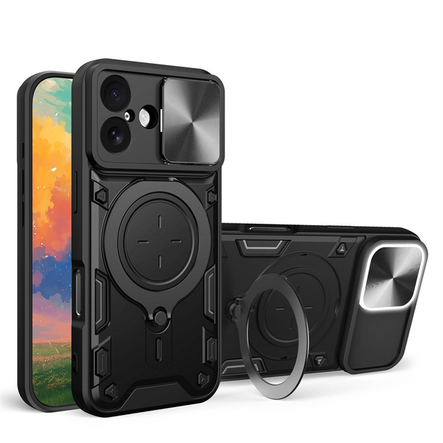 360° Full Protective Slide Camera Cover Phone case with Finger Ring Hol for iphone 17 case Shock Proof